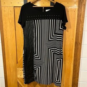 Calvin Klein Mixed Media Geo Print Dress Size Large